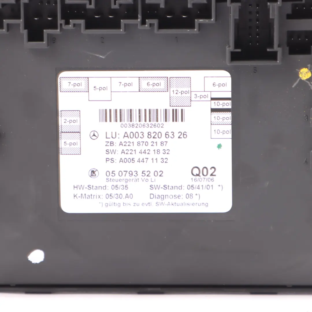  Door Module Mercedes W221 Front Door Left N/S Control Module - SKU A0038206326 - Part number A0038206326