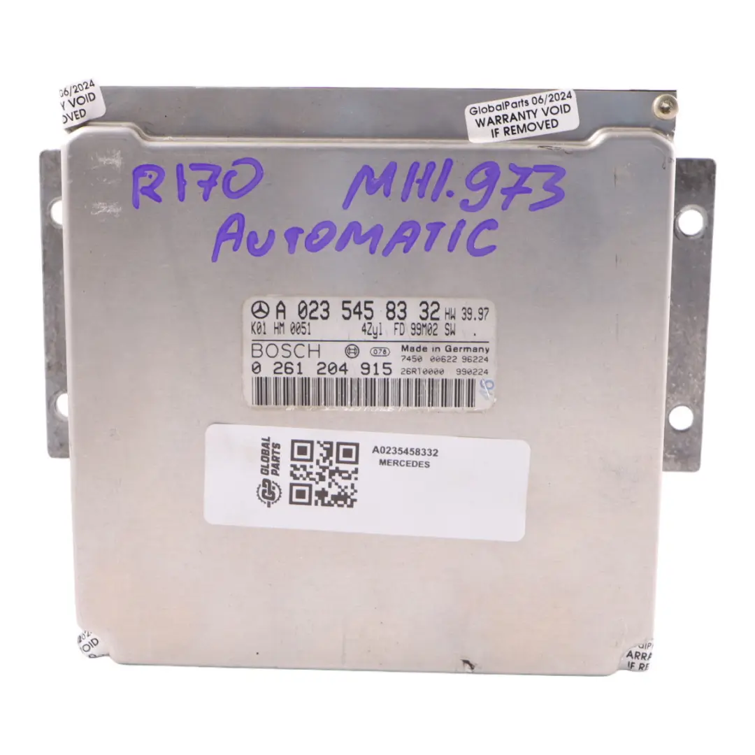 M111.973 Engine ECU Automatic to Mercedes R170 SLK 230 Kompressor with Part number A0235458332 Mercedes R170 SLK 230 Kompressor M111.973 Engine ECU Automatic - SKU A0235458332 - Part number A0235458332