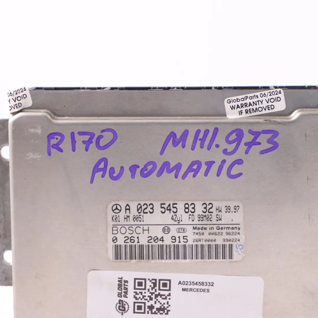 M111.973 Engine ECU Automatic to Mercedes R170 SLK 230 Kompressor with Part number A0235458332 Mercedes R170 SLK 230 Kompressor M111.973 Engine ECU Automatic - SKU A0235458332 - Part number A0235458332