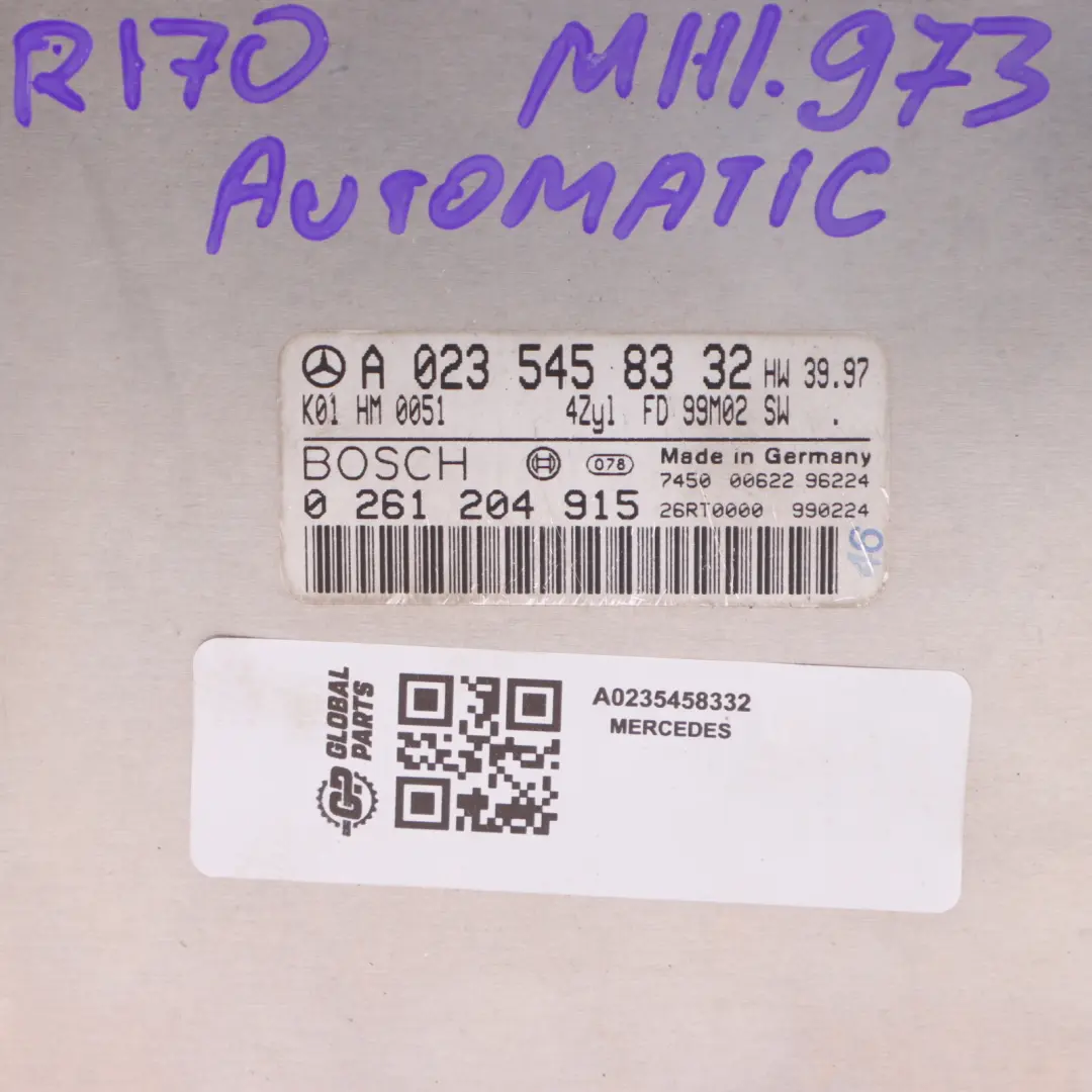 M111.973 Engine ECU Automatic to Mercedes R170 SLK 230 Kompressor with Part number A0235458332 Mercedes R170 SLK 230 Kompressor M111.973 Engine ECU Automatic - SKU A0235458332 - Part number A0235458332