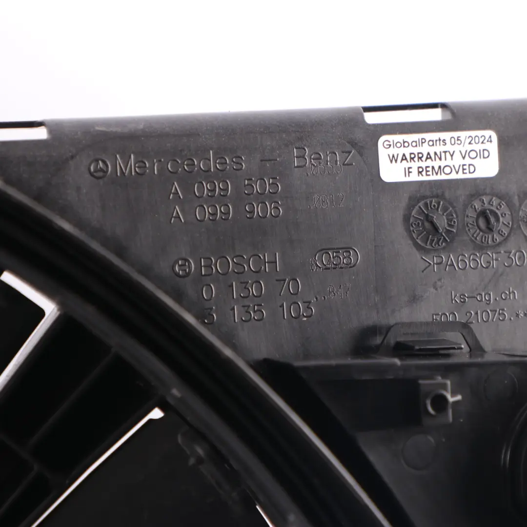 Cooling Electric Radiator Fan to Mercedes W205 Engine with Part number A0999063500 Mercedes W205 Engine Cooling Electric Radiator Fan - SKU A0999063500 - Part number A0999063500