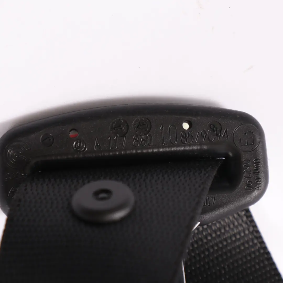 Mercedes C117 Cinturón seguridad trasero izquierdo Cinturón negro - SKU A1178601085 - Número de pieza A1178601085