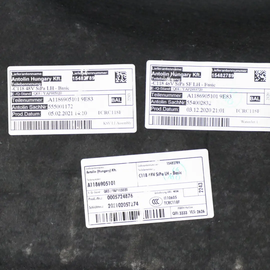 Mercedes CLA C118 Boot Trunk Trim Rear Left N/S Lateral Cover Panel - SKU A1186905101 - Part number A1186905101