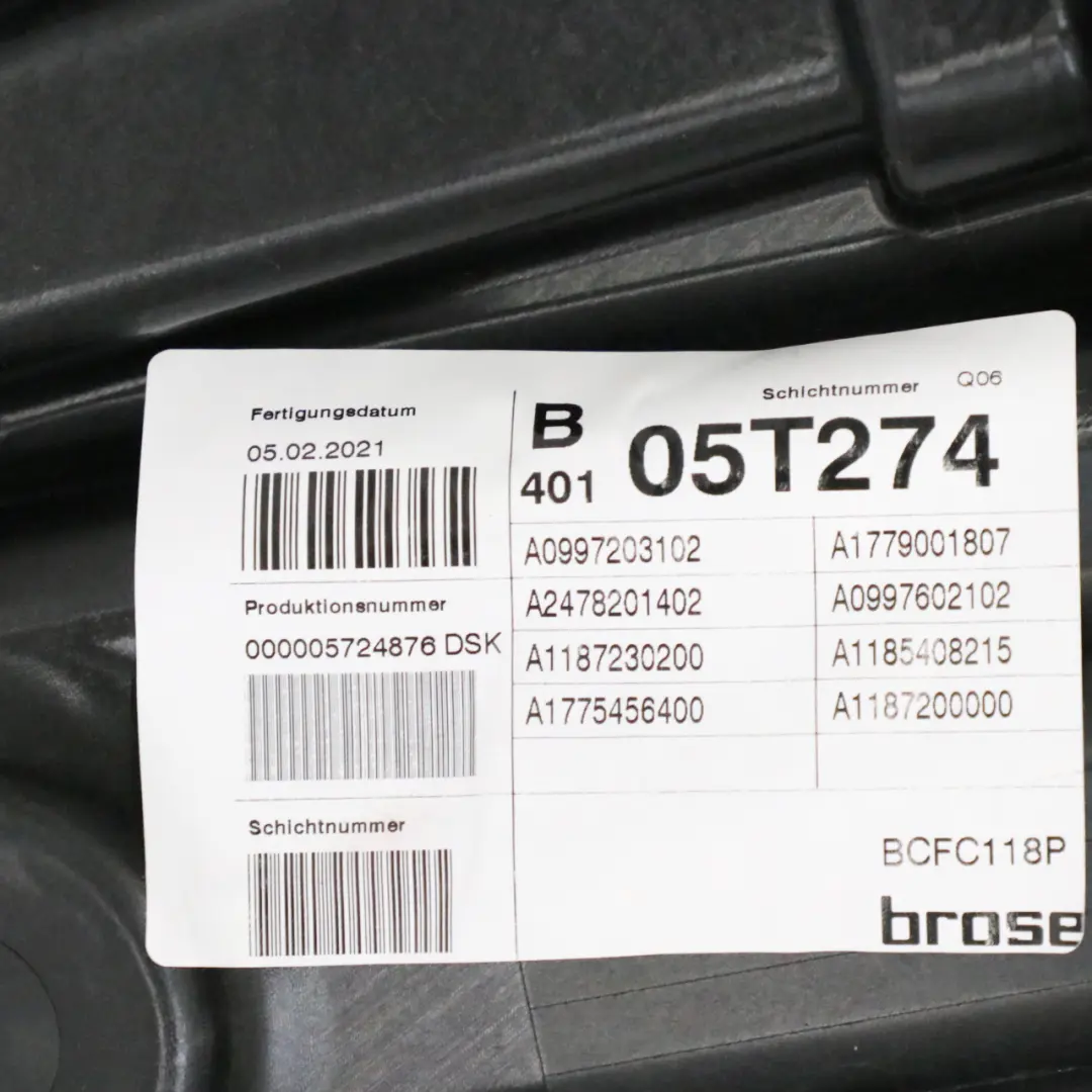 Mercedes CLA C118 Coupe Window Lifter Carrier Front Door Left N/S - SKU A1187200000 - Part number A1187200000