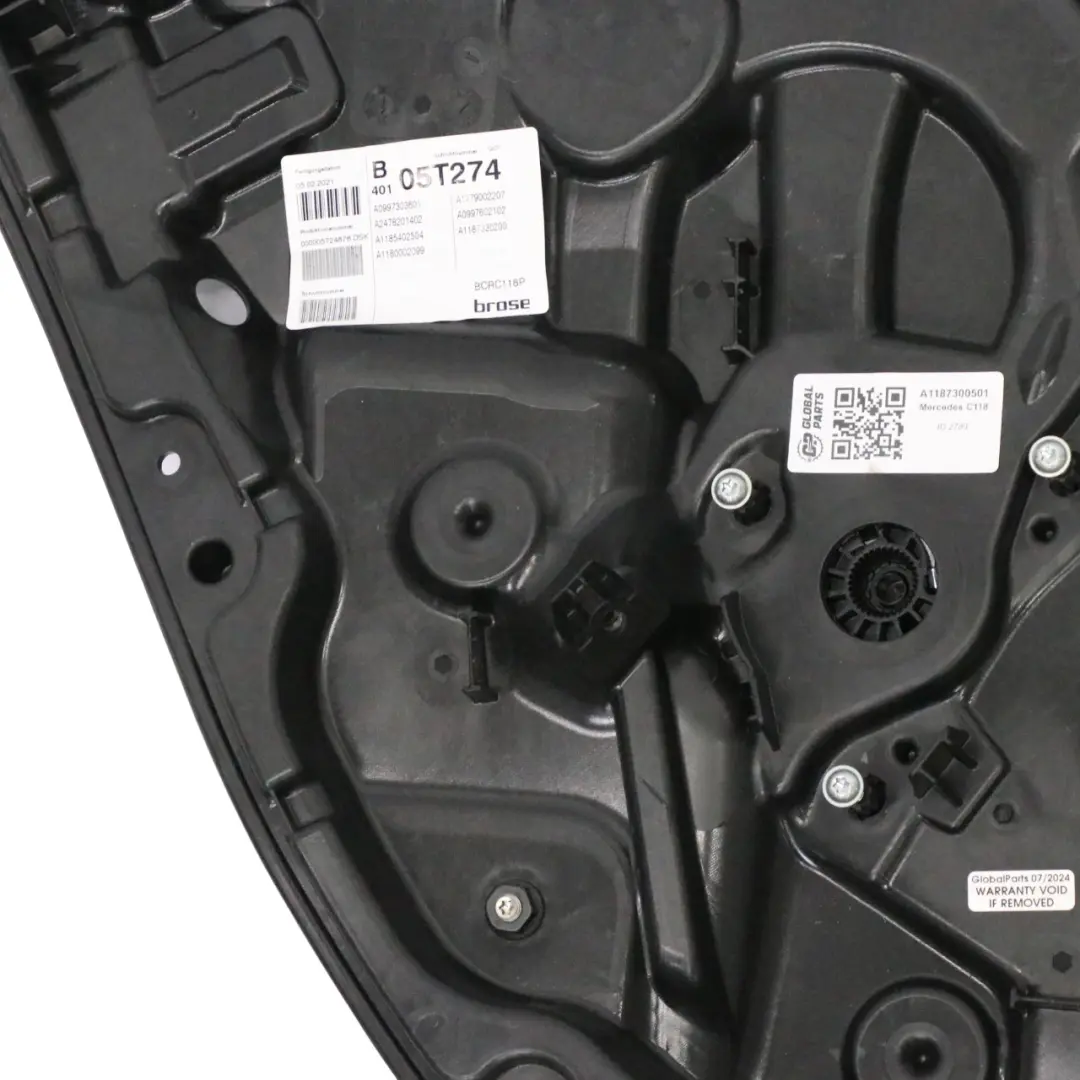 Mercedes CLA C118 Coupe Window Lifter Carrier Rear Door Left N/S - SKU A1187300501 - Part number A1187300501