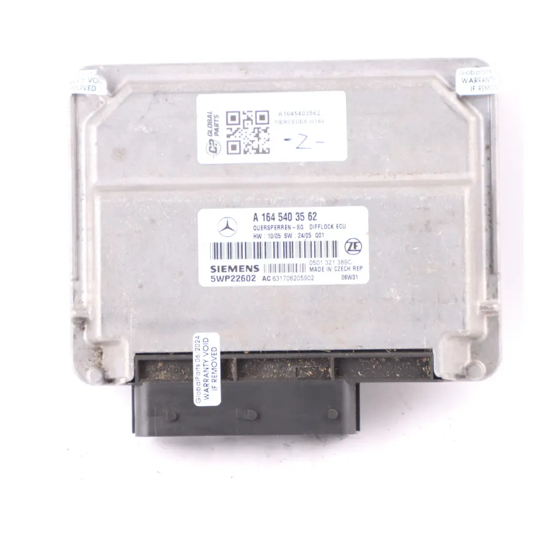 Differential Lock Module Control Unit ECU to Mercedes W164 with Part number A1645403562 Mercedes W164 Differential Lock Module Control Unit ECU - SKU A1645403562 - Part number A1645403562