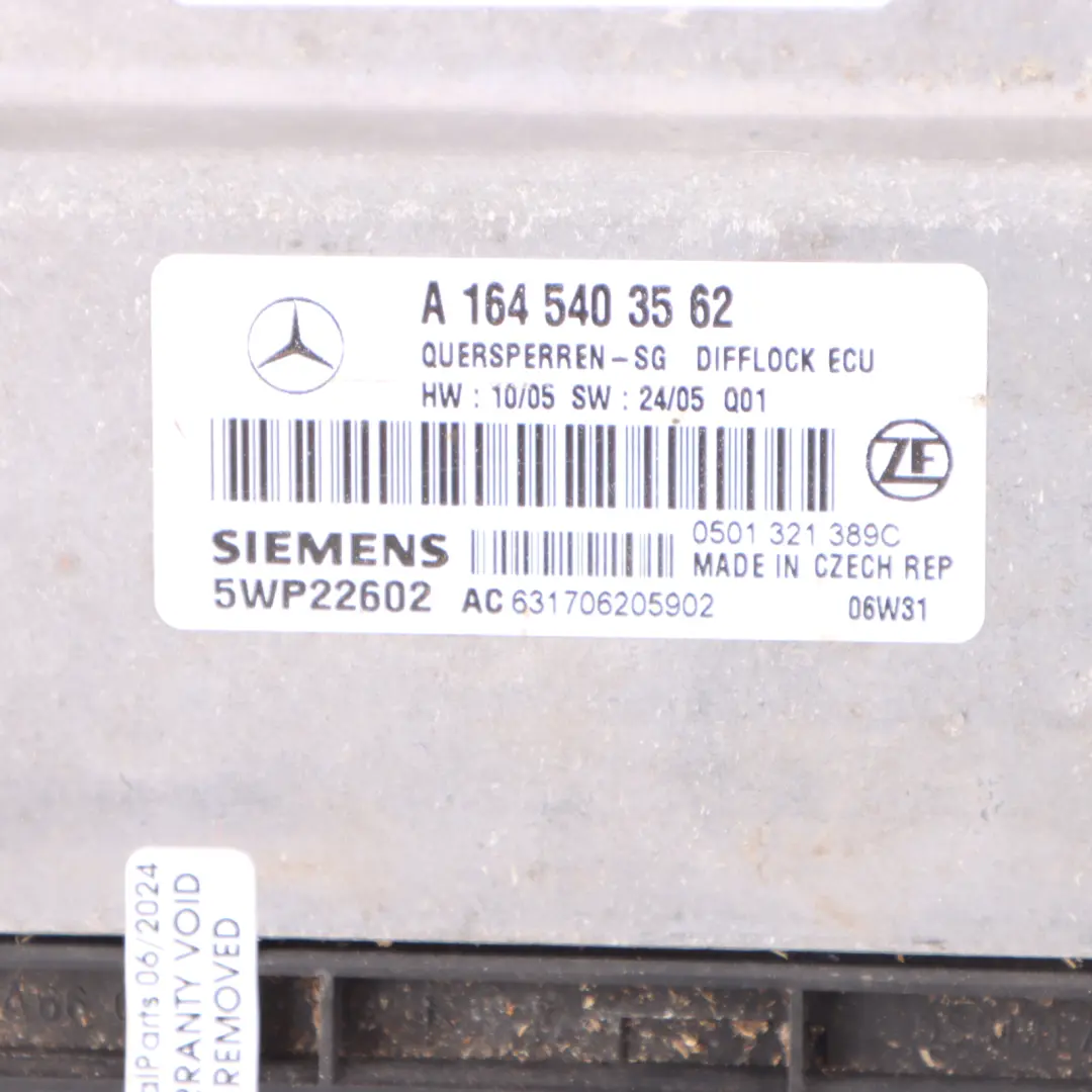 Differential Lock Module Control Unit ECU to Mercedes W164 with Part number A1645403562 Mercedes W164 Differential Lock Module Control Unit ECU - SKU A1645403562 - Part number A1645403562