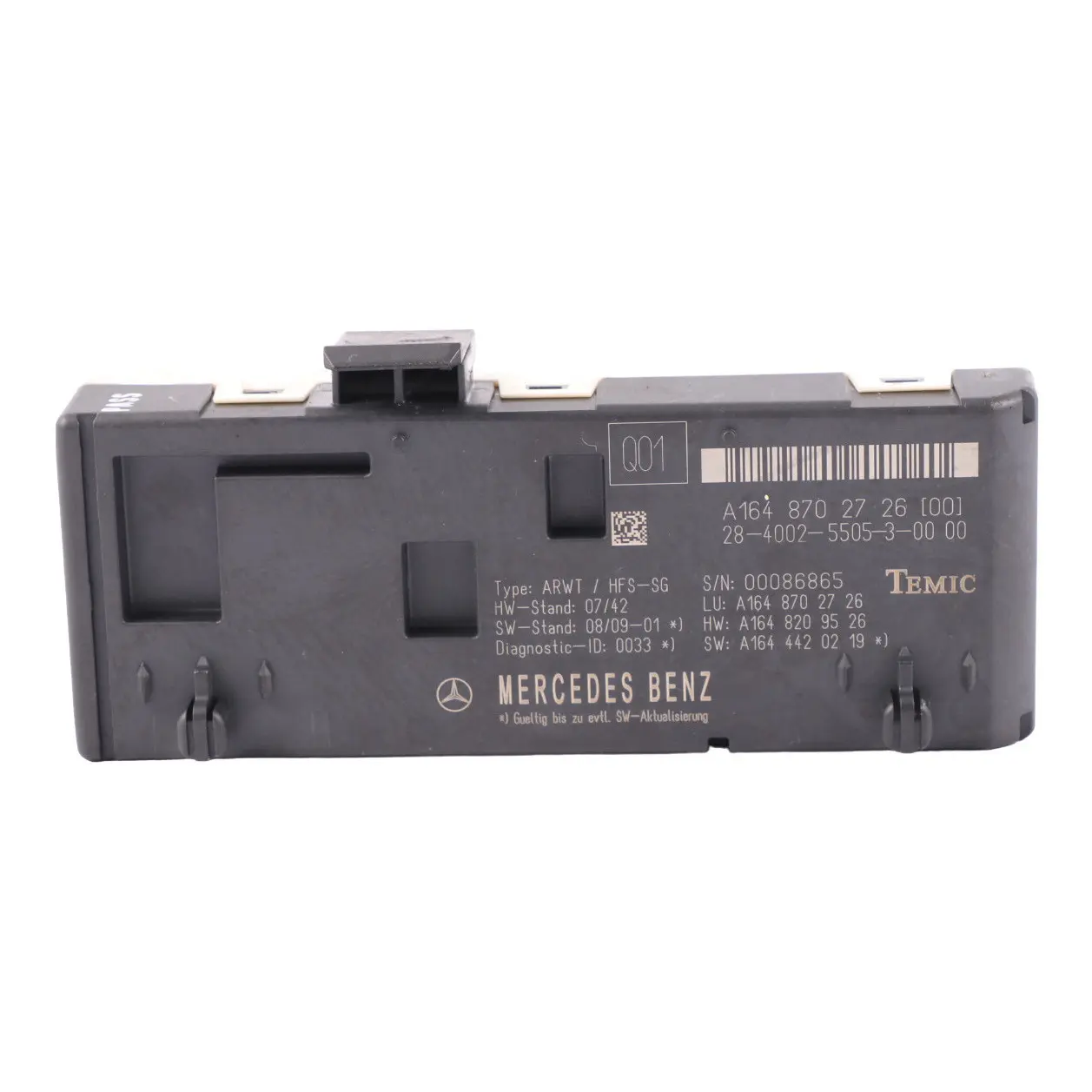 Mercedes W164 Tailgate Boot Lid Control Unit Module A1648702726