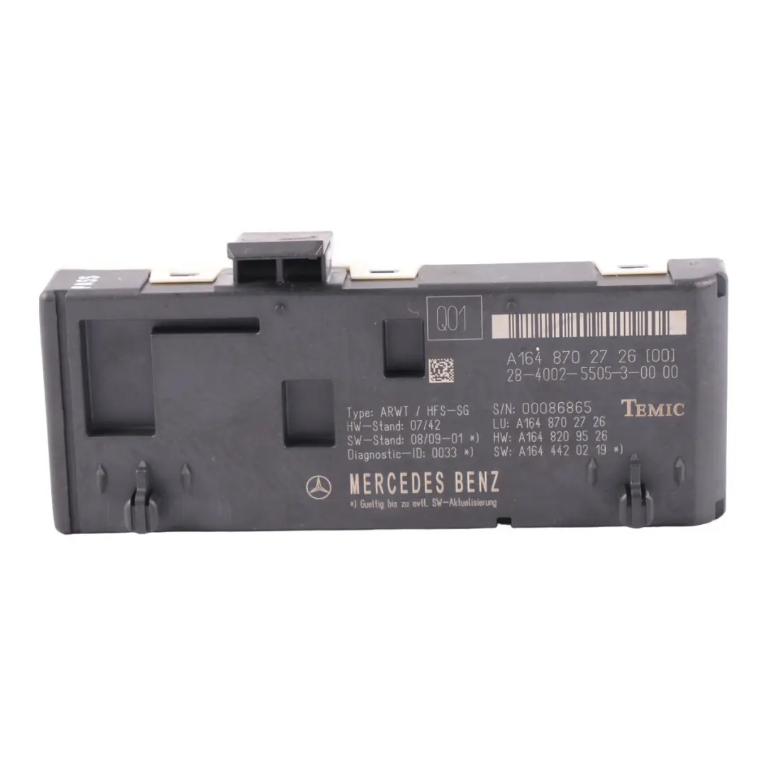 Mercedes W164 Moduł Sterownik Klapy Bagażnika Tył - SKU A1648702726 - Numer Części A1648702726