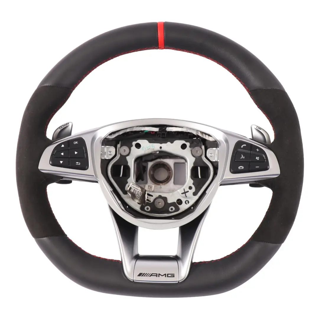 Steering Wheel Mercedes C117 W176 AMG NEW Black Leather Alcantara Paddle Shift  - SKU A1664601518-1 - Part number A1664601518