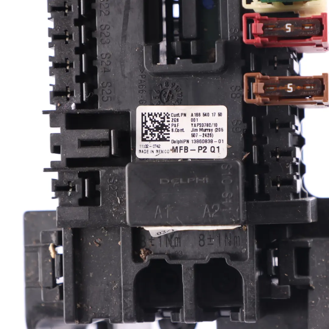 Fuse Box F33 Under Front Seat Right O/S to Mercedes ML W166 with Part number A1665401750 Mercedes ML W166 Fuse Box F33 Under Front Seat Right O/S - SKU A1665401750 - Part number A1665401750