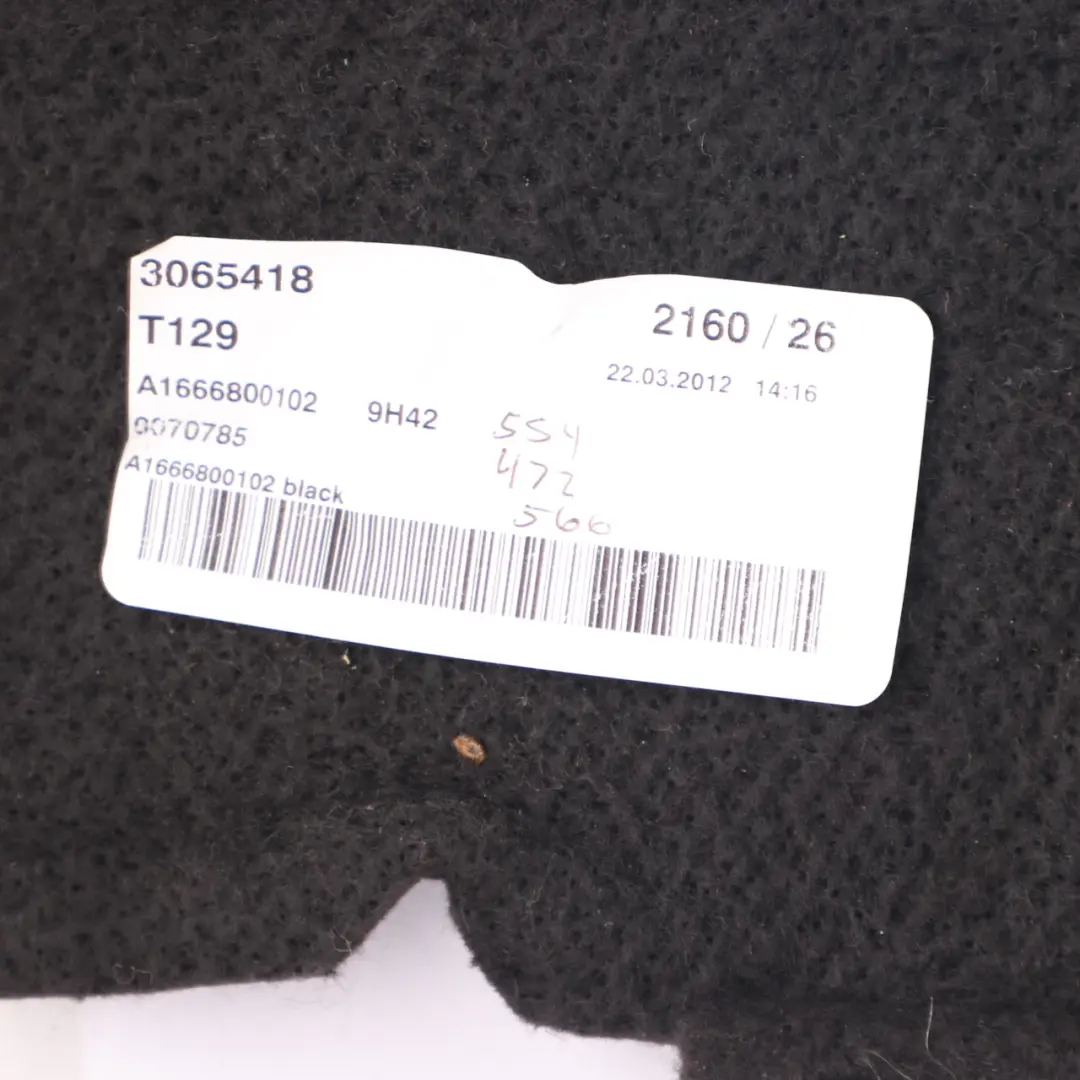 Boot Trunk Floor Rear Trim Cargo Panel Carpet Black to Mercedes W166 with Part number A1666800102 Mercedes W166 Boot Trunk Floor Rear Trim Cargo Panel Carpet Black - SKU A1666800102 - Part number A1666800102