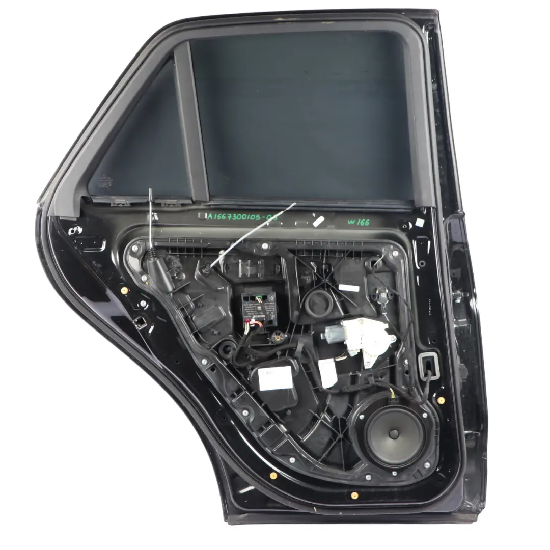 Door Rear Left N/S Obsidian Black Metallic - 197 to Mercedes ML W166 with Part number A1667300105 Mercedes ML W166 Door Rear Left N/S Obsidian Black Metallic - 197 - SKU A1667300105-OB - Part number A1667300105