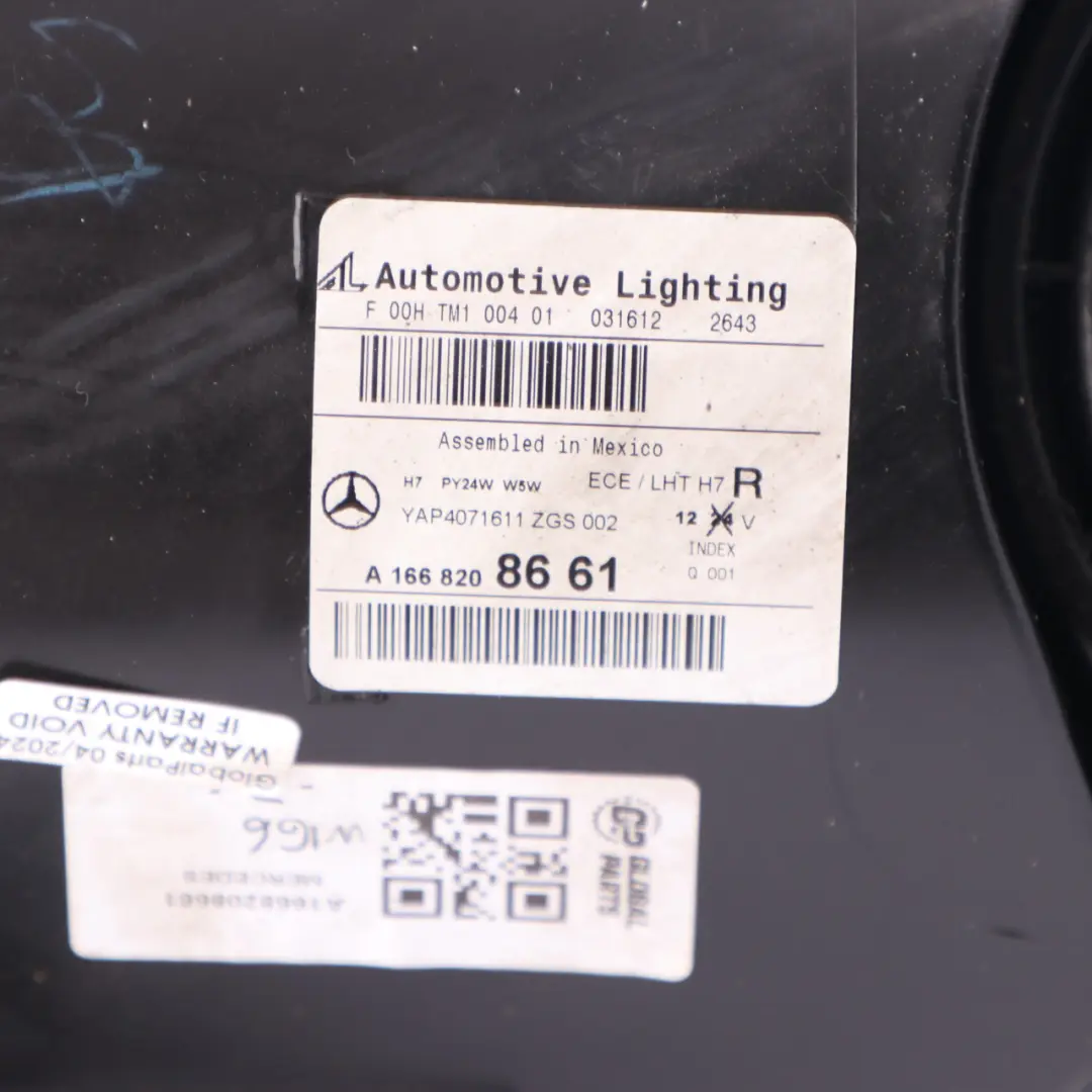 Headlight Mercedes ML W166 Front Lamp Right Driver's Side O/S Light to with Part number A1668208661 Headlight Mercedes ML W166 Front Lamp Right Driver's Side O/S Light - SKU A1668208661 - Part number A1668208661