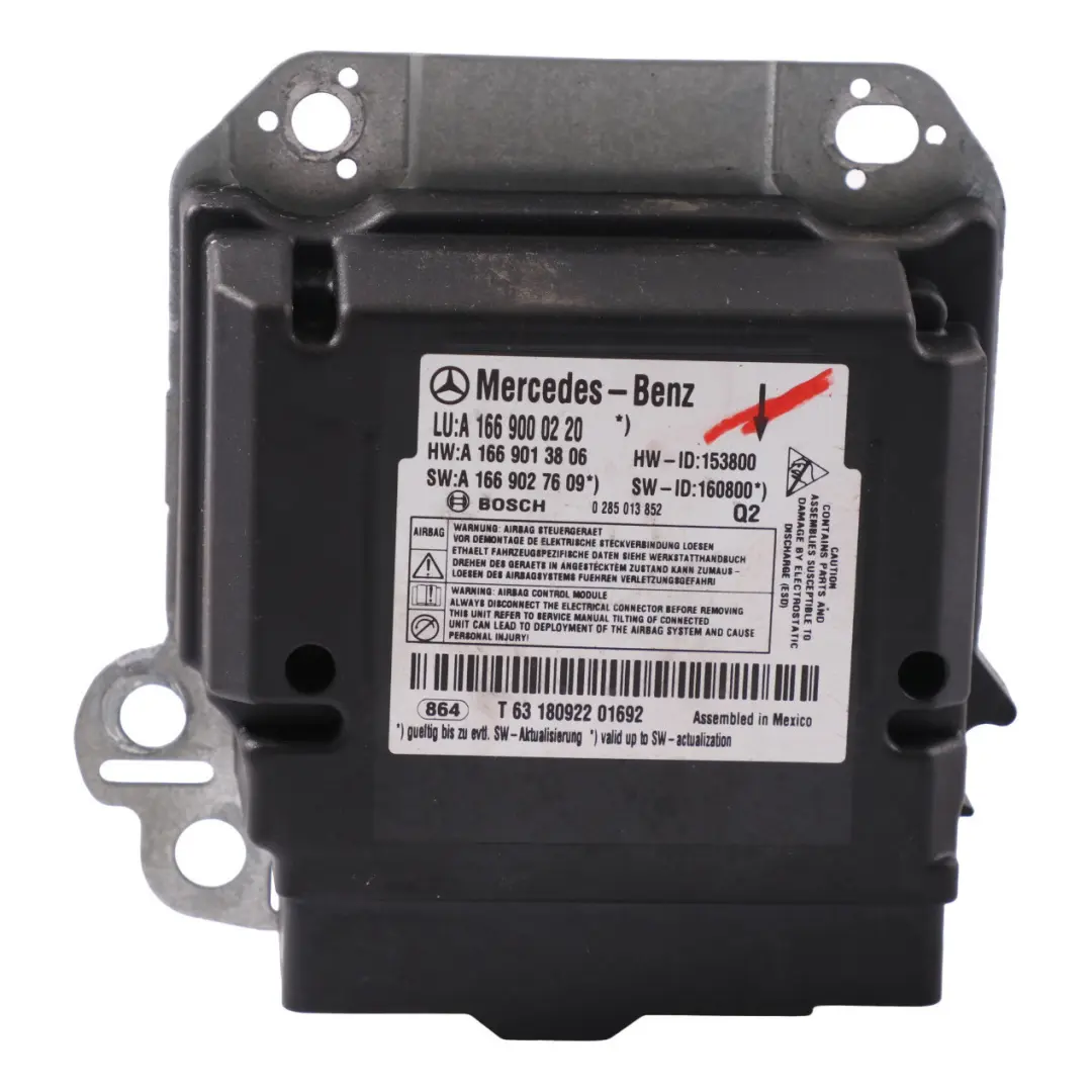 Control Module Unit Bosch SRS to Mercedes GLE C292 Coupe Air with Part number A1669000220 Mercedes GLE C292 Coupe Air Control Module Unit Bosch SRS - SKU A1669000220 - Part number A1669000220