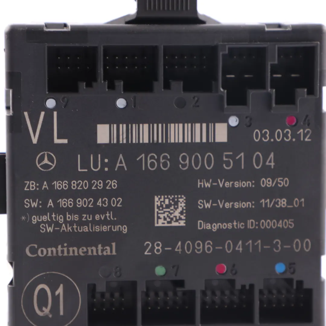  Door Module Mercedes ML W166 W242 W246 Front Left N/S Control Unit - SKU A1669005104 - Part number A1669005104