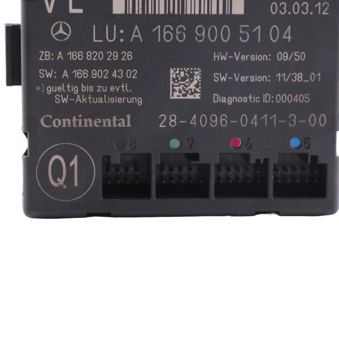  Door Module Mercedes ML W166 W242 W246 Front Left N/S Control Unit - SKU A1669005104 - Part number A1669005104