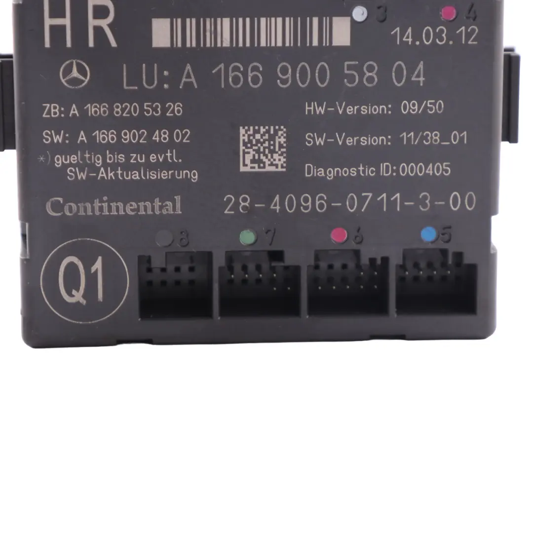  Door Module Mercedes W166 Rear Door Right O/S Driver Side Control A2059000328 - SKU A1669005804 - Part number A1669005804