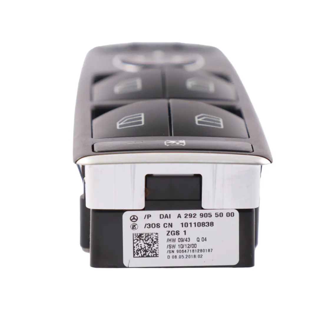 Interruptor control elevalunas eléctrico conductor Mercedes W176 A2929055000 para con número de pieza A1669054400 Interruptor control elevalunas eléctrico conductor Mercedes W176 A2929055000 - SKU A1669054400-3 - Número de pieza A1669054400