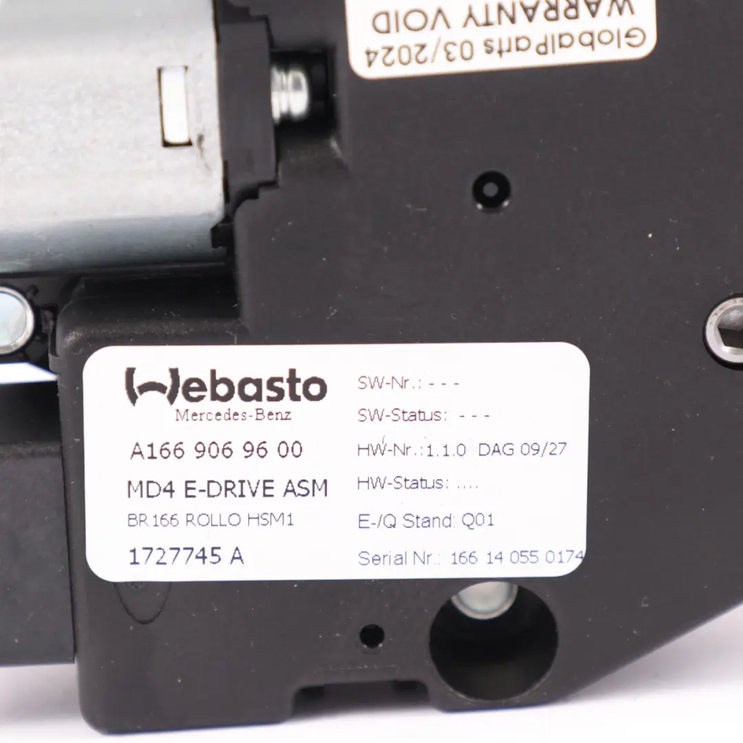 Sun Roller Blind Motor Panoramic Sunroof to Mercedes ML W166 with Part number A1669069600 Mercedes ML W166 Sun Roller Blind Motor Panoramic Sunroof - SKU A1669069600 - Part number A1669069600