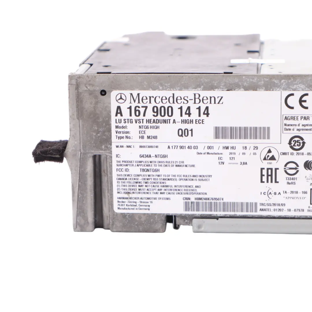 Unità principale Mercedes W167 W177 Audio Stereo Radio Control Unit per con numero di parte A1679001414 Unità principale Mercedes W167 W177 Audio Stereo Radio Control Unit - SKU A1679001414 - Numero di parte A1679001414