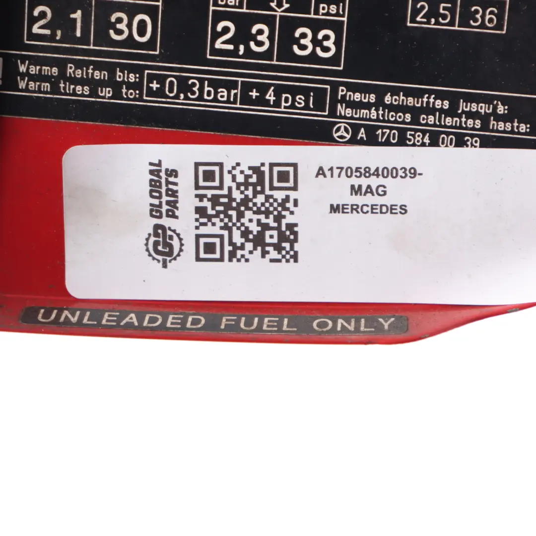 Flap Mercedes SLK R170 Fuel Filler Flap Cover Magma Red - 586 to Fuel with Part number A1707500106 Fuel Flap Mercedes SLK R170 Fuel Filler Flap Cover Magma Red - 586 - SKU A1705840039-MAG - Part number A1707500106