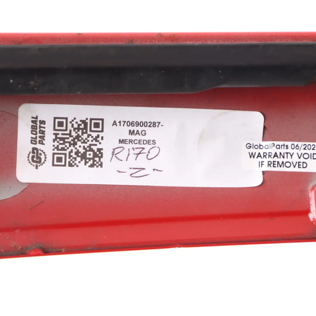 Outside Pillar A Trim Right O/S Moulding Magma Red - 586 to Mercedes SLK R170 with Part number A1706900287 Mercedes SLK R170 Outside Pillar A Trim Right O/S Moulding Magma Red - 586 - SKU A1706900287-MAG - Part number A1706900287