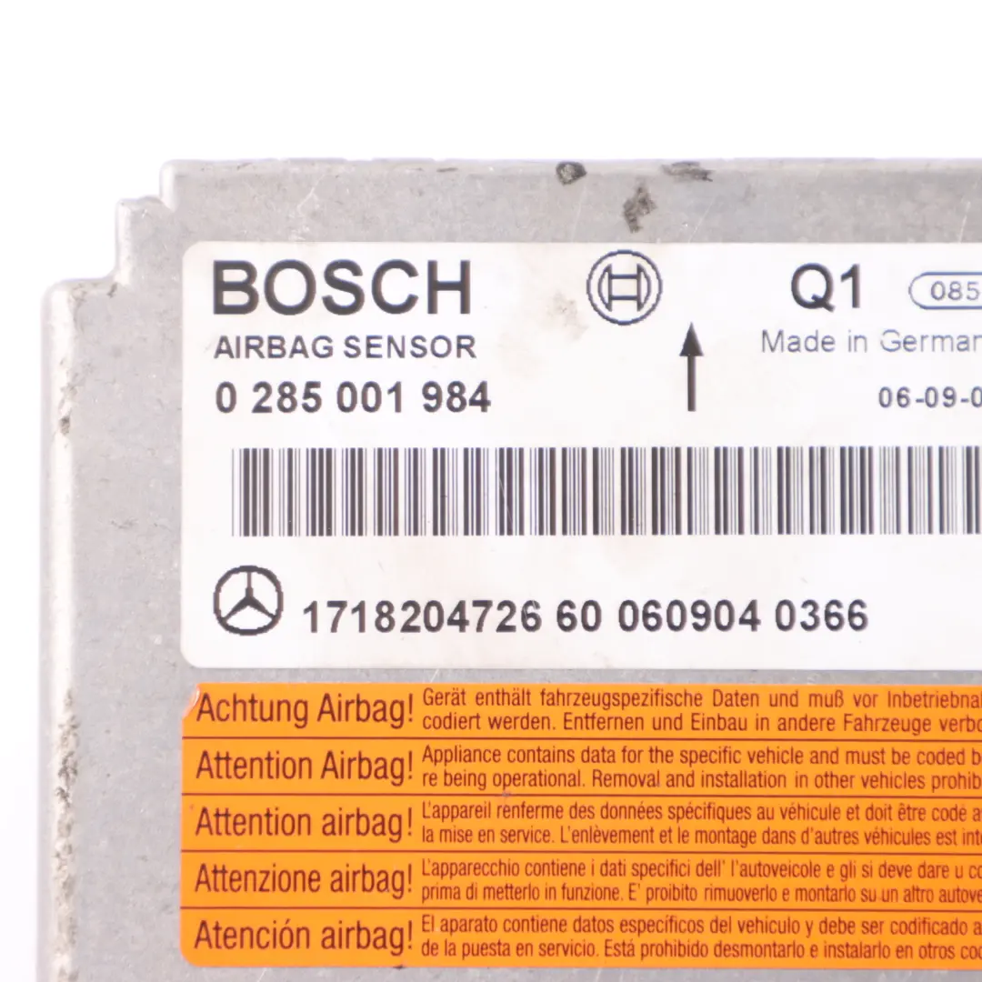 SRS Air Module Control Unit ECU to Mercedes R171 with Part number A1718204726 Mercedes R171 SRS Air Module Control Unit ECU - SKU A1718204726 - Part number A1718204726