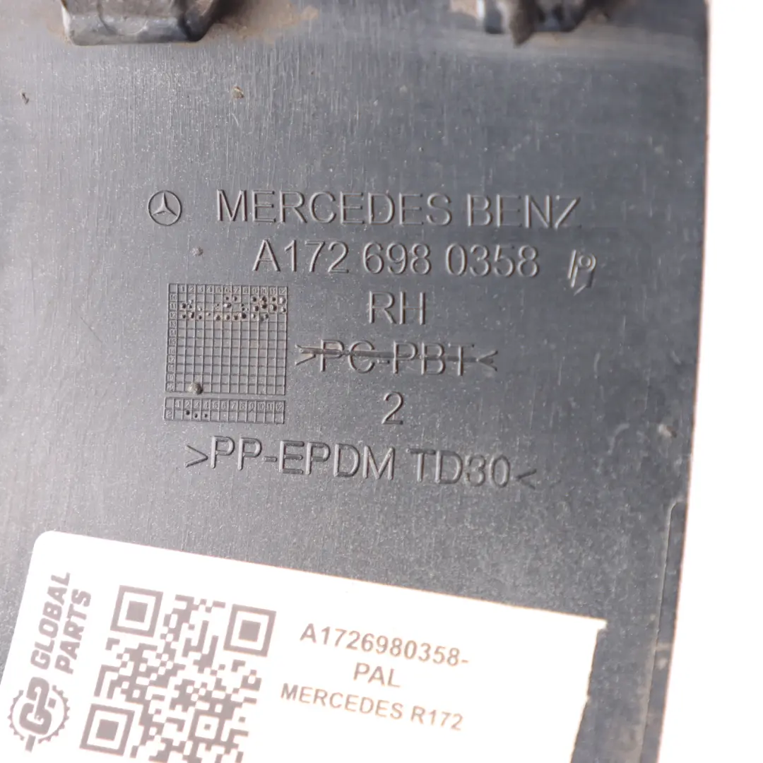 Longitudinal Member Cover Rear Right O/S Palladium Silver - 792 to Mercedes R172 with Part number A1726980358 Mercedes R172 Longitudinal Member Cover Rear Right O/S Palladium Silver - 792 - SKU A1726980358-PAL - Part number A1726980358