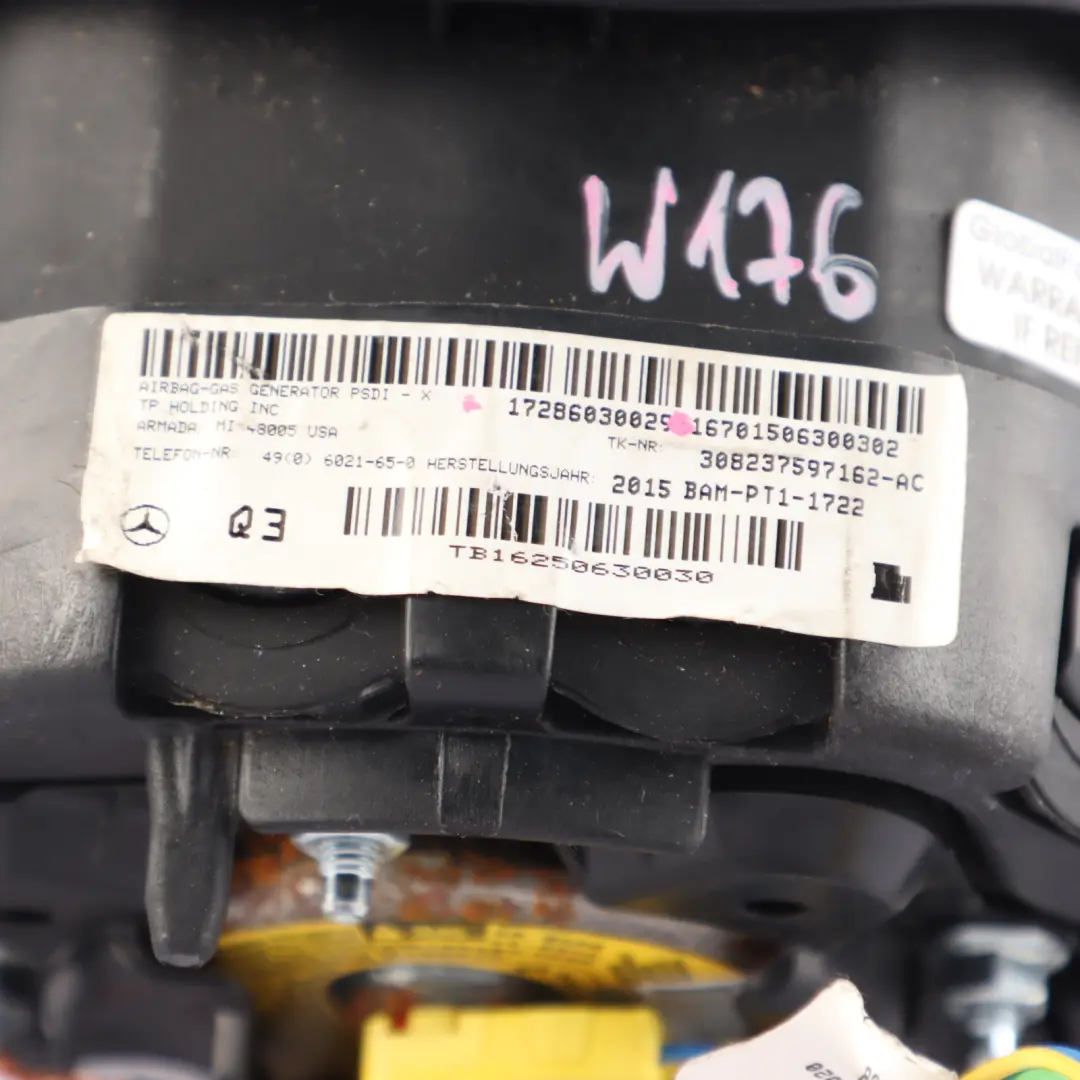 Mercedes W176 Steering Wheel Air Module Driver Side Unit Black - SKU A1728603002 - Part number A1728603002