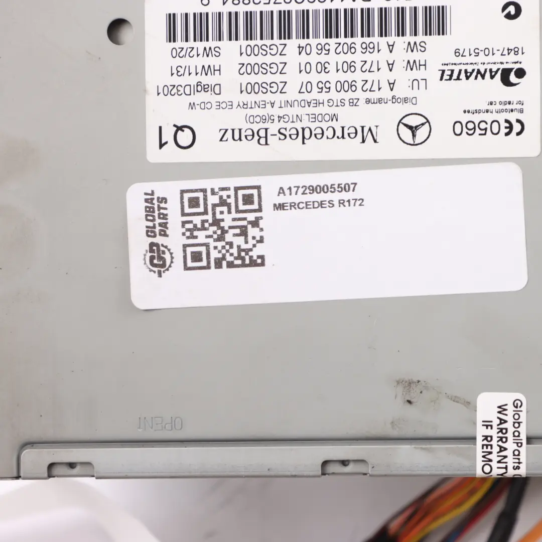 Head Unit Radio CD Player Audio to Mercedes R172 with Part number A1729005507 Mercedes R172 Head Unit Radio CD Player Audio - SKU A1729005507 - Part number A1729005507