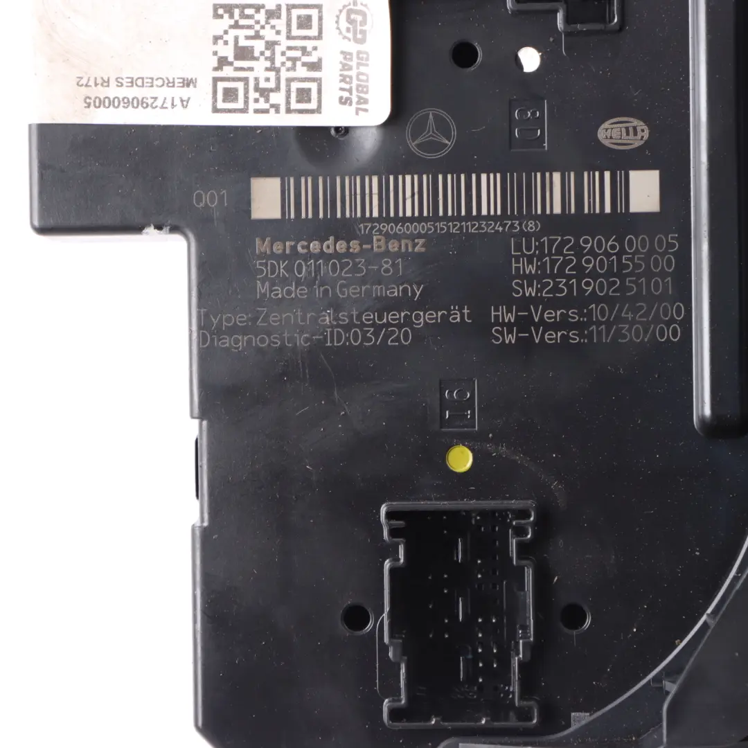 Caja de Relés de Fusibles Traseros SAM para Mercedes R172 con número de pieza A1729060005 Mercedes R172 Caja de Relés de Fusibles Traseros SAM - SKU A1729060005 - Número de pieza A1729060005