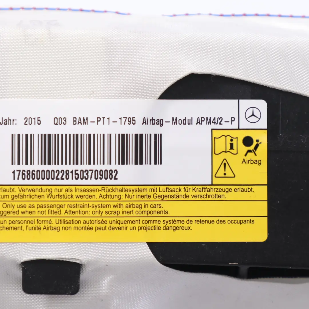 Dashboard Airbag Mercedes W176 A-Class Passenger Side Front Unit to with Part number A1768600002 Dashboard Airbag Mercedes W176 A-Class Passenger Side Front Unit - SKU A1768600002-1 - Part number A1768600002