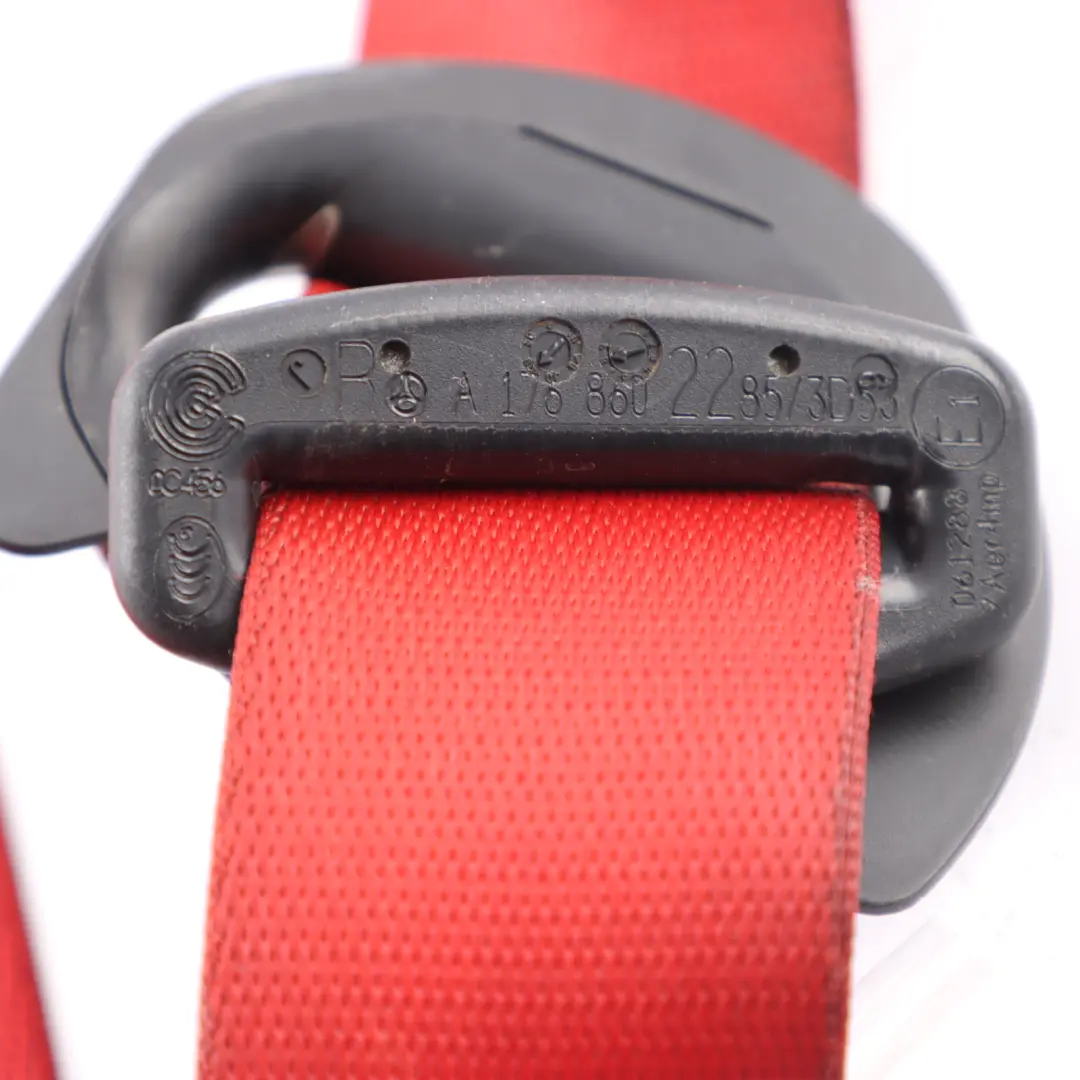 Belt Mercedes W176 C117 Front Right O/S Safety Seatbelt Red to Seat with Part number A1768602285 Seat Belt Mercedes W176 C117 Front Right O/S Safety Seatbelt Red - SKU A1768602285-3 - Part number A1768602285