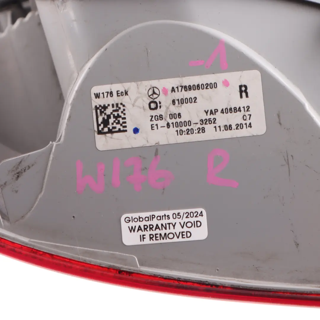 Taillight Mercedes W176 Rear Side Panel Right O/S Lamp Rear Light to with Part number A1769060200 Taillight Mercedes W176 Rear Side Panel Right O/S Lamp Rear Light - SKU A1769060200-1 - Part number A1769060200