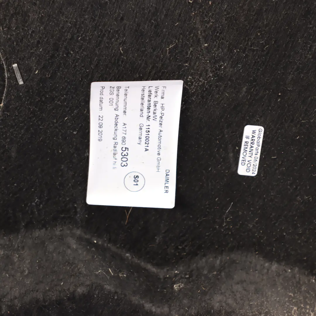 Passage de roue arrière gauche Cover pour Mercedes W177 à propos du numéro de pièce A1776905303 Mercedes W177 Passage de roue arrière gauche Cover - SKU A1776905303 - Numéro de pièce A1776905303