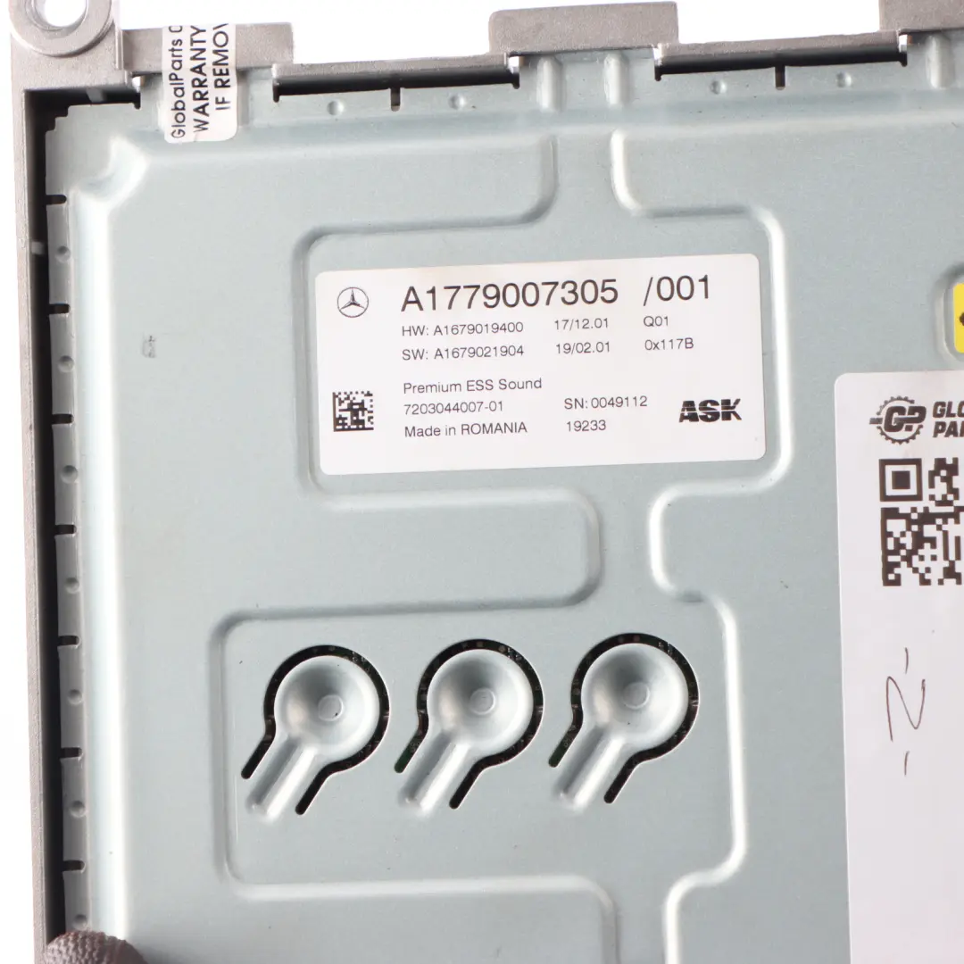 Amplificador Audio Radio Burmester para Mercedes C118 W177 W247 con número de pieza A1779007305 Mercedes C118 W177 W247 Amplificador Audio Radio Burmester - SKU A1779007305 - Número de pieza A1779007305