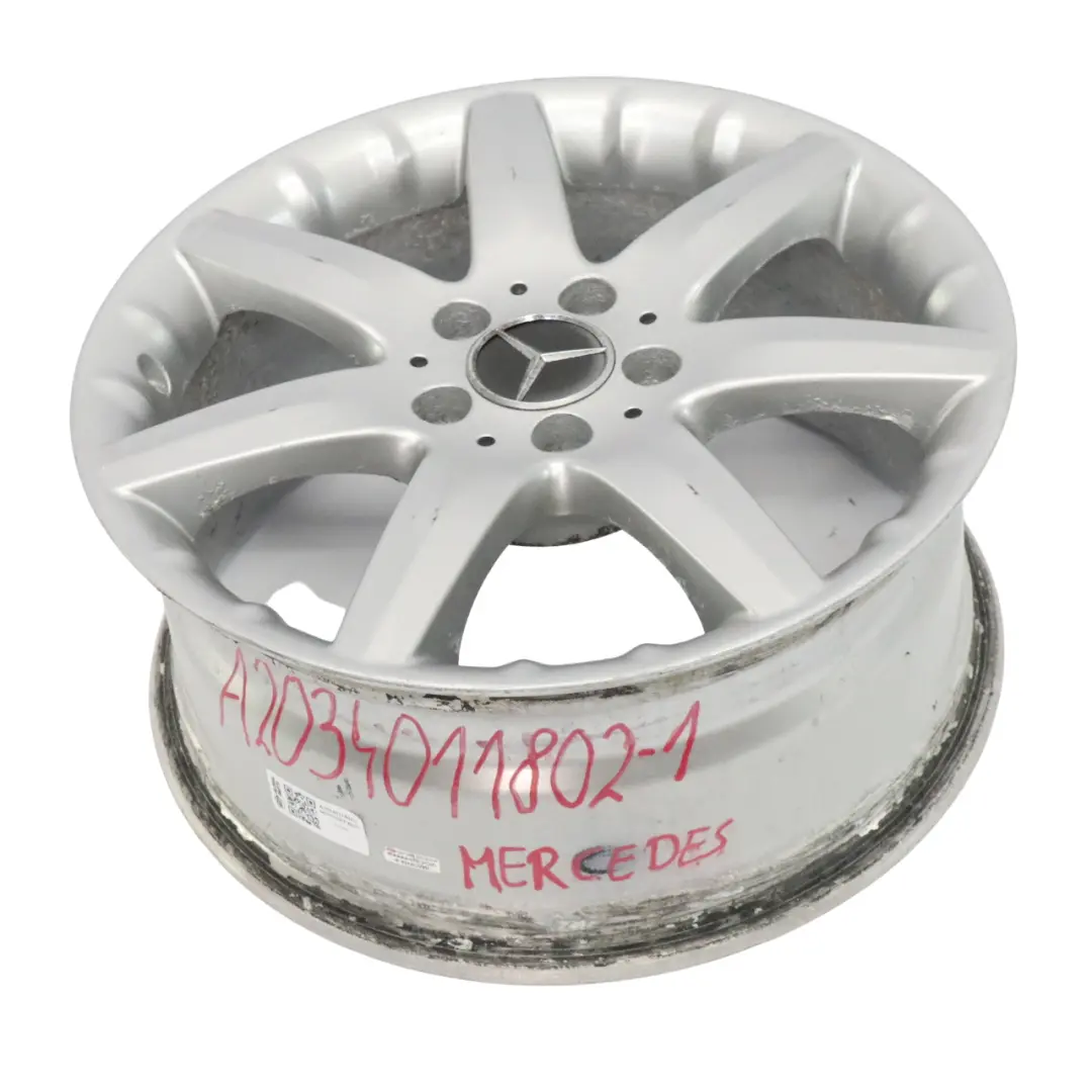 Mercedes W203 Silver Alloy Wheel Rim 7 Spoke 17" ET:37 7,5J - SKU A2034011802-1 - Part number A2034011802