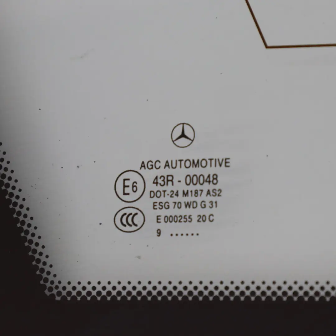 Quarter Side Window Glazing Glass Rear Left N/S Glazing AS2 to Mercedes S204 with Part number A2046707712 Mercedes S204 Quarter Side Window Glazing Glass Rear Left N/S Glazing AS2 - SKU A2046707712-1 - Part number A2046707712