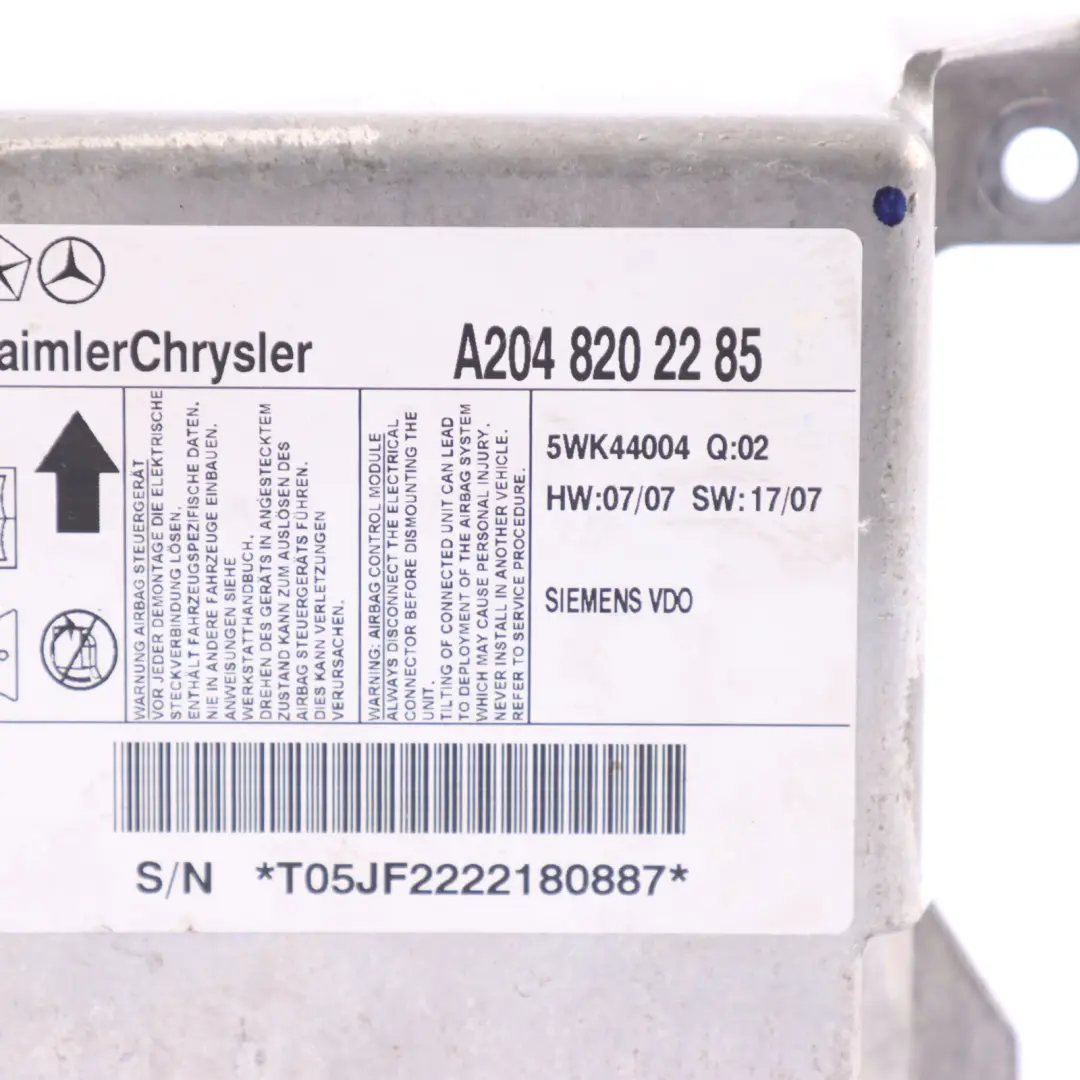 Module SRS Control Unit ECU to Mercedes W204 S204 Air with Part number A2048202285 Mercedes W204 S204 Air Module SRS Control Unit ECU - SKU A2048202285 - Part number A2048202285