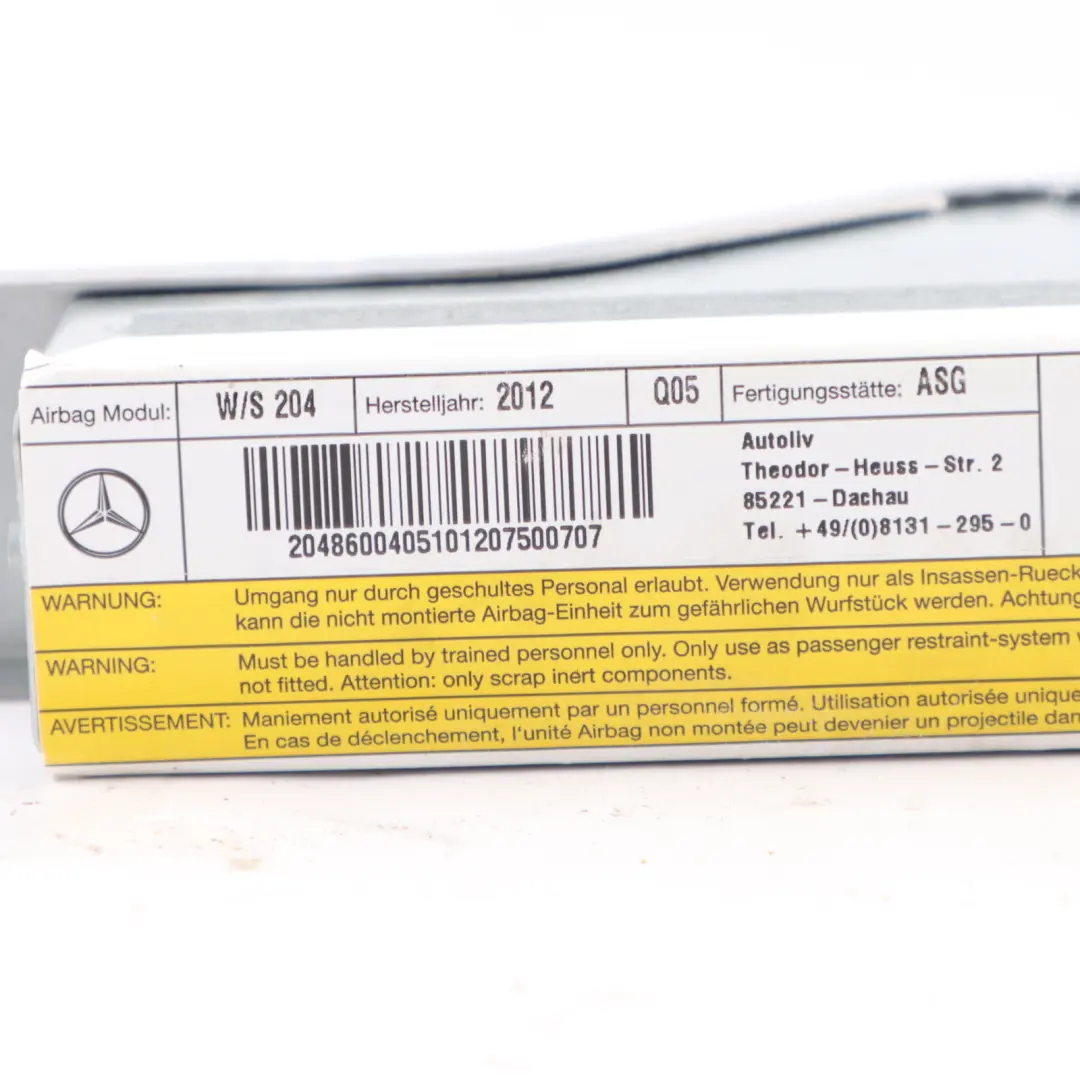 Module Rear Right O/S Door SRS Control Unit to Mercedes W204 Air with Part number A2048600405 Mercedes W204 Air Module Rear Right O/S Door SRS Control Unit - SKU A2048600405 - Part number A2048600405