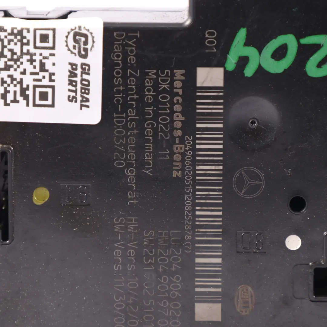 Mercedes W204 Modulo SAM posteriore Scatola Unità controllo relè - SKU A2049060205-3 - Numero di parte A2049060205