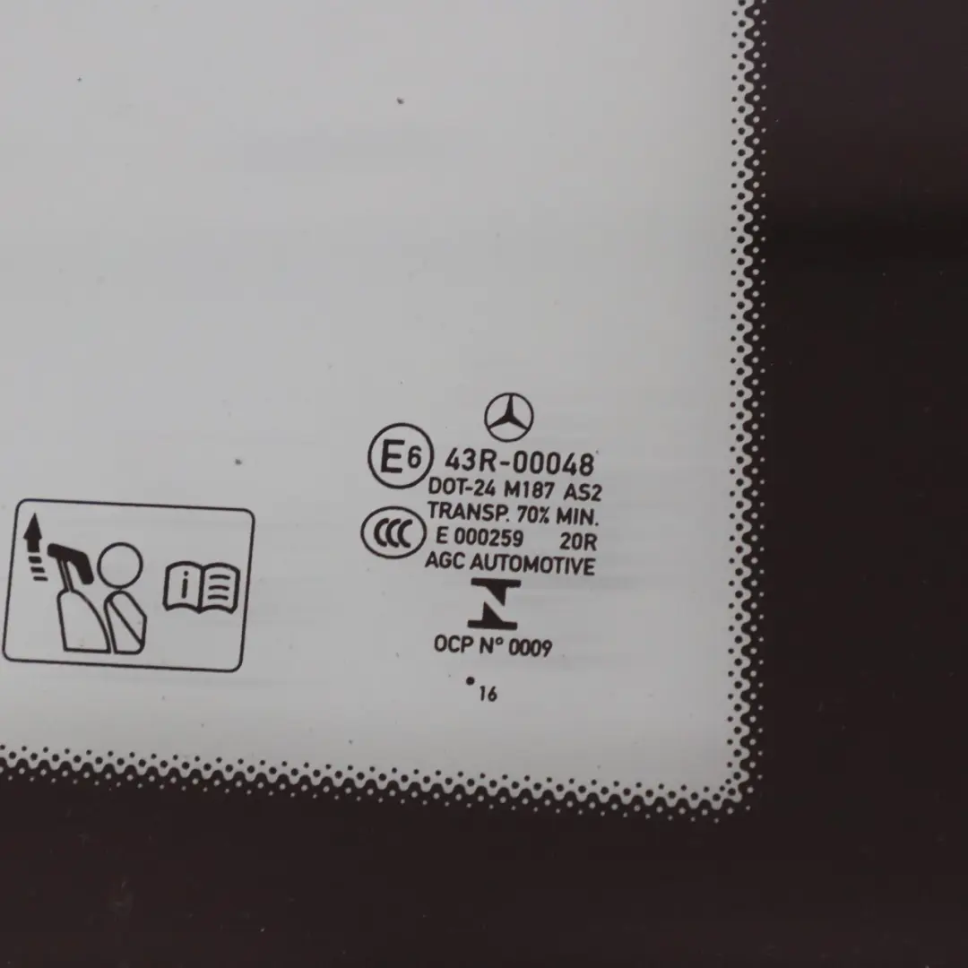 Fixed Window Rear Right O/S Glazing Glass AS2 to Mercedes C205 Coupe with Part number A2056703012 Mercedes C205 Coupe Fixed Window Rear Right O/S Glazing Glass AS2 - SKU A2056703012 - Part number A2056703012