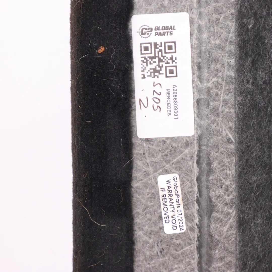 Piano carico posteriore bagagliaio Pannello rivestimento moquette per Mercedes S205 con numero di parte A2056809301 Mercedes S205 Piano carico posteriore bagagliaio Pannello rivestimento moquette - SKU A2056809301 - Numero di parte A2056809301