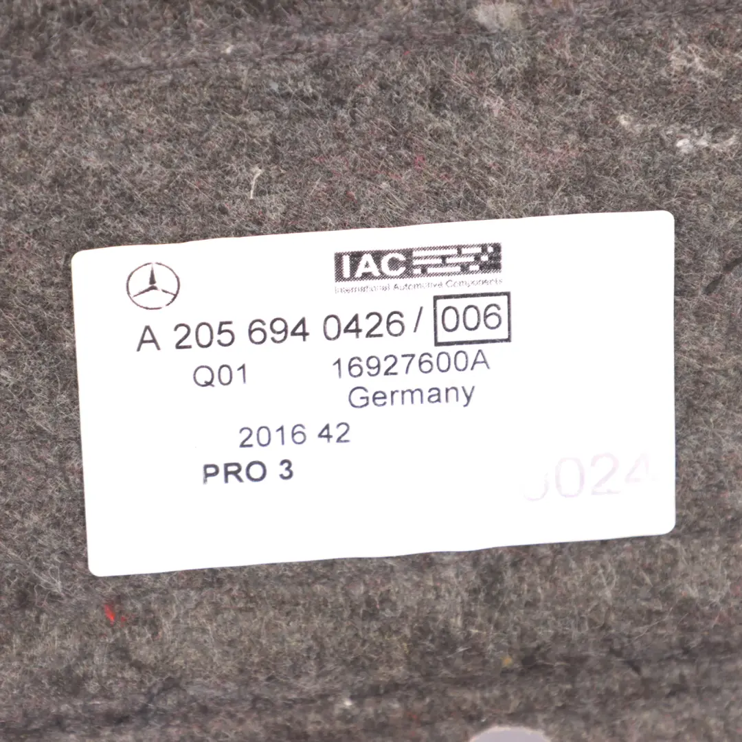 Trunk Floor Storage Well Insert Covering Panel to Mercedes A205 Cabrio with Part number A2056940426 Mercedes A205 Cabrio Trunk Floor Storage Well Insert Covering Panel - SKU A2056940426 - Part number A2056940426