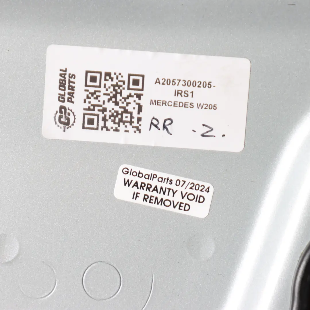 Door Rear Right O/S Iridium Silver Metallic - 775 to Mercedes W205 with Part number A2057300205 Mercedes W205 Door Rear Right O/S Iridium Silver Metallic - 775 - SKU A2057300205-IRS1 - Part number A2057300205