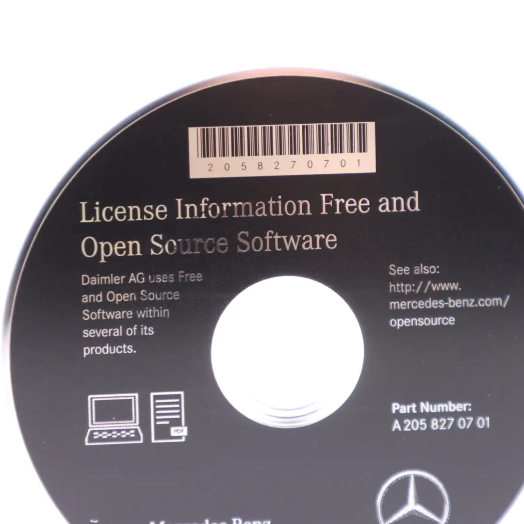 Licence Information Software Disc to Mercedes W205 C253 with Part number A2058270701 Mercedes W205 C253 Licence Information Software Disc - SKU A2058270701 - Part number A2058270701