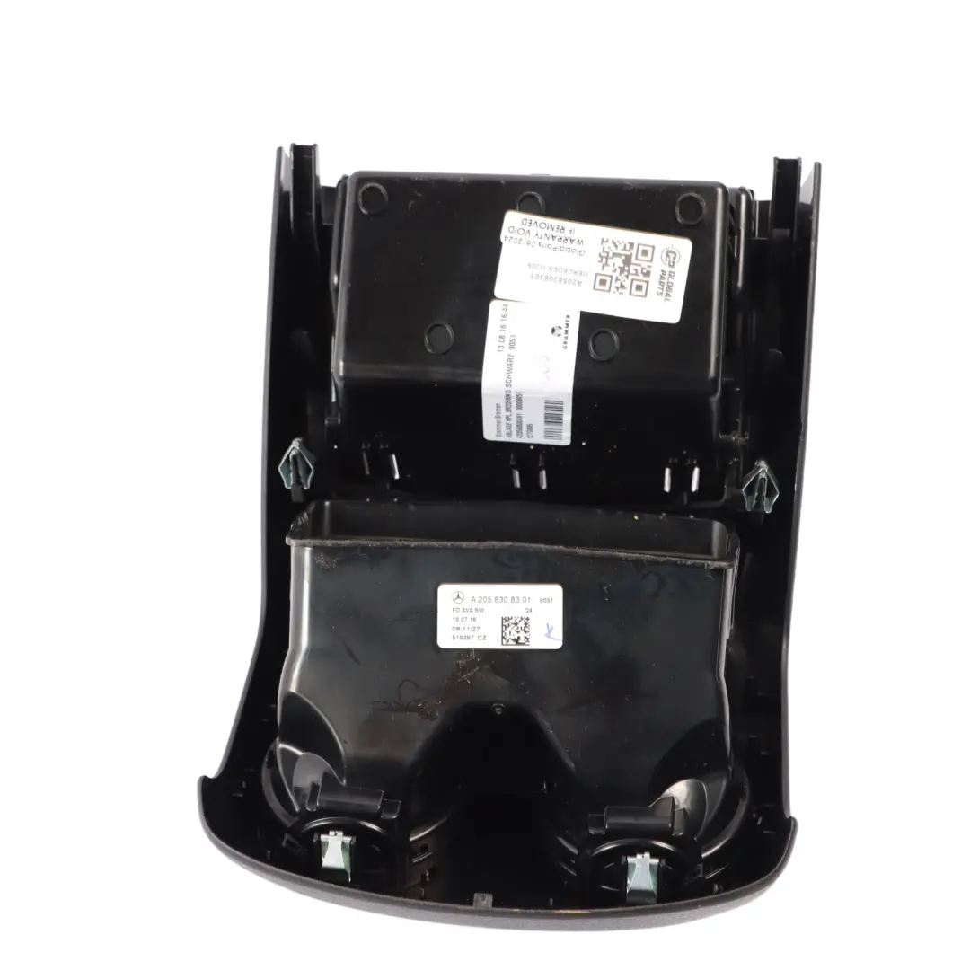 Centre Console Rear Air Vent Storage Tray Trim Black to Mercedes W205 with Part number A2058308301 Mercedes W205 Centre Console Rear Air Vent Storage Tray Trim Black - SKU A2058308301 - Part number A2058308301
