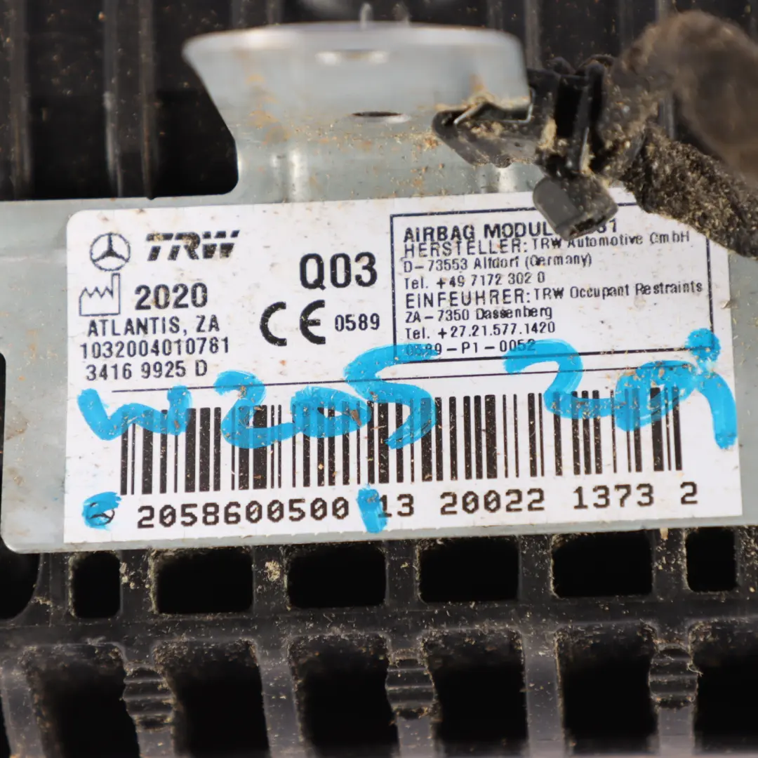 Módulo de aire salpicadero lado del pasajero SRS para Mercedes W205 con número de pieza A2058600500 Mercedes W205 Módulo de aire salpicadero lado del pasajero SRS - SKU A2058600500 - Número de pieza A2058600500