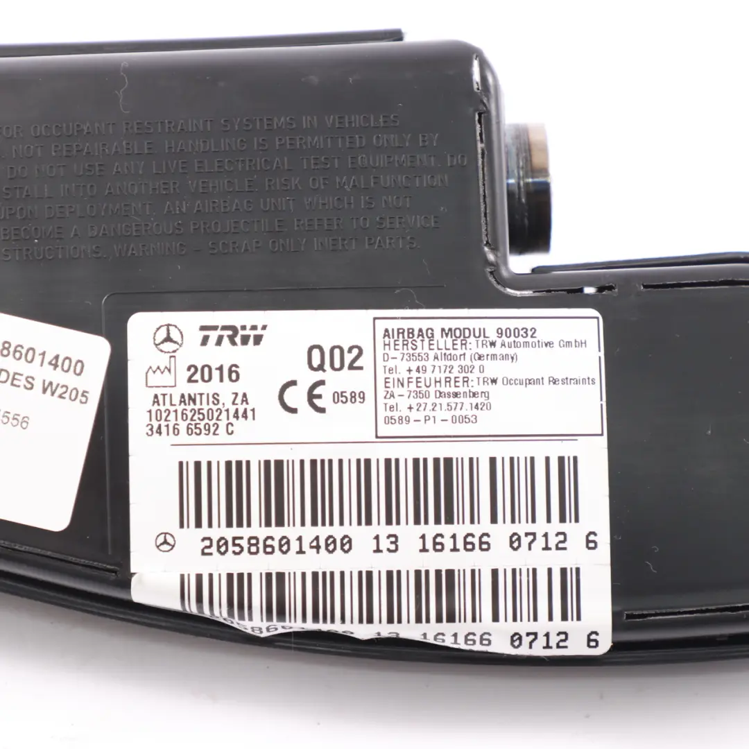 Modulo aria Mercedes W205 Sedile anteriore sinistro Borsa laterale per con numero di parte A2058601400 Modulo aria Mercedes W205 Sedile anteriore sinistro Borsa laterale - SKU A2058601400 - Numero di parte A2058601400